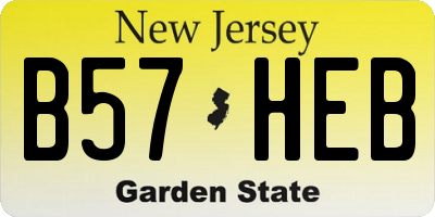 NJ license plate B57HEB