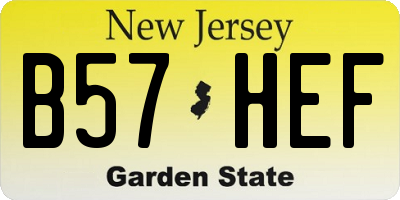 NJ license plate B57HEF