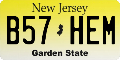 NJ license plate B57HEM