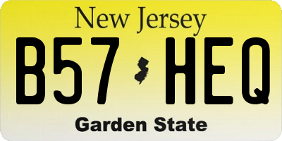 NJ license plate B57HEQ