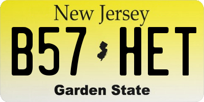 NJ license plate B57HET