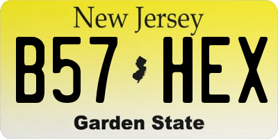 NJ license plate B57HEX