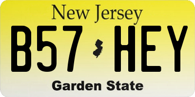 NJ license plate B57HEY