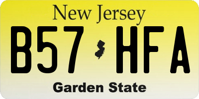 NJ license plate B57HFA