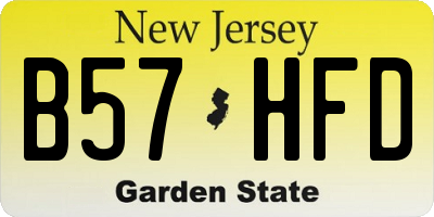 NJ license plate B57HFD