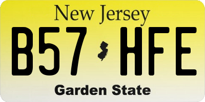NJ license plate B57HFE