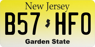 NJ license plate B57HFO