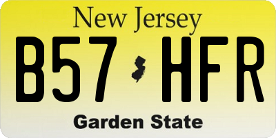 NJ license plate B57HFR