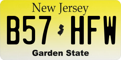 NJ license plate B57HFW
