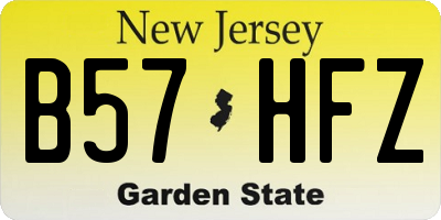 NJ license plate B57HFZ