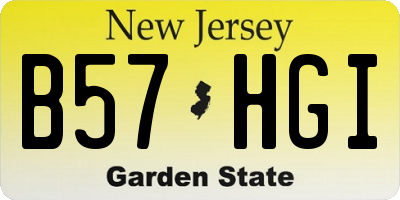 NJ license plate B57HGI