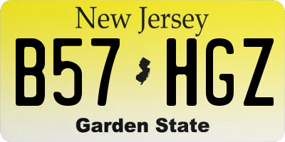 NJ license plate B57HGZ