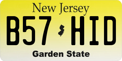 NJ license plate B57HID