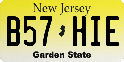 NJ license plate B57HIE