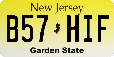 NJ license plate B57HIF