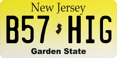 NJ license plate B57HIG