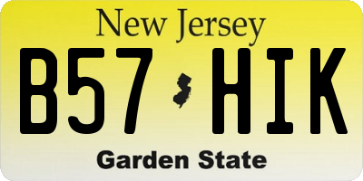 NJ license plate B57HIK