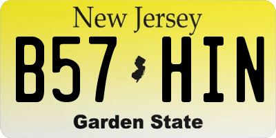 NJ license plate B57HIN