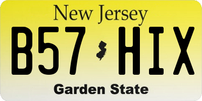 NJ license plate B57HIX