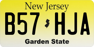 NJ license plate B57HJA