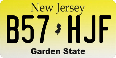 NJ license plate B57HJF
