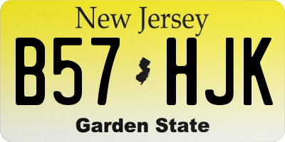 NJ license plate B57HJK