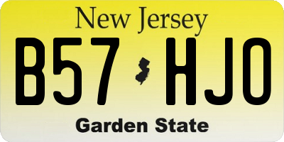 NJ license plate B57HJO