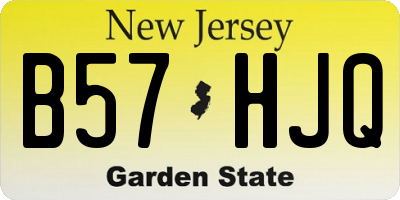 NJ license plate B57HJQ