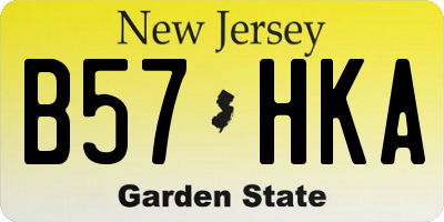 NJ license plate B57HKA