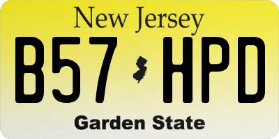 NJ license plate B57HPD