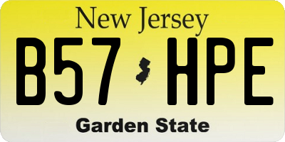 NJ license plate B57HPE
