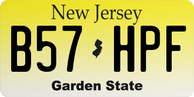 NJ license plate B57HPF