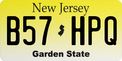 NJ license plate B57HPQ