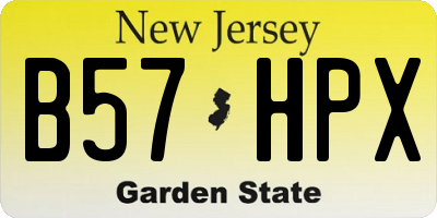 NJ license plate B57HPX