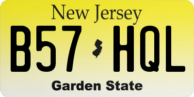 NJ license plate B57HQL
