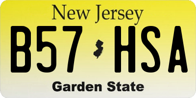 NJ license plate B57HSA