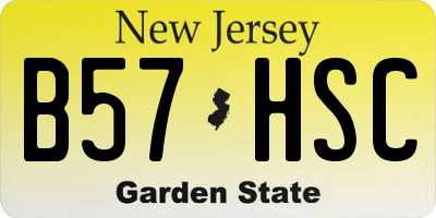 NJ license plate B57HSC