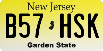 NJ license plate B57HSK