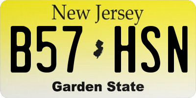 NJ license plate B57HSN