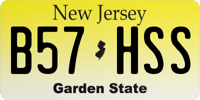 NJ license plate B57HSS