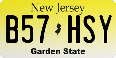 NJ license plate B57HSY