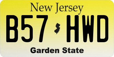 NJ license plate B57HWD