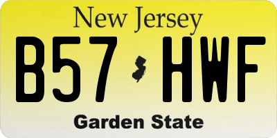 NJ license plate B57HWF