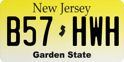 NJ license plate B57HWH