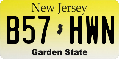 NJ license plate B57HWN