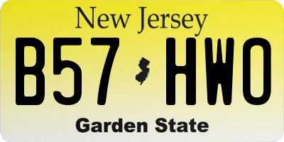 NJ license plate B57HWO