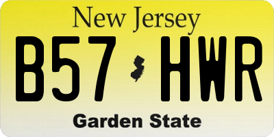 NJ license plate B57HWR