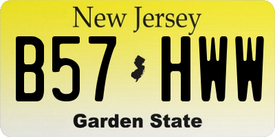 NJ license plate B57HWW