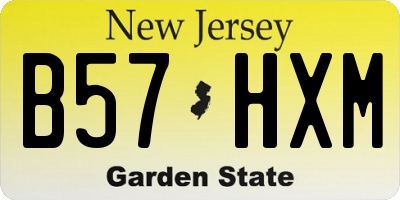 NJ license plate B57HXM