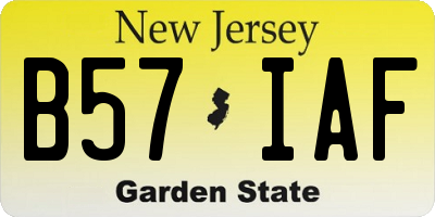 NJ license plate B57IAF